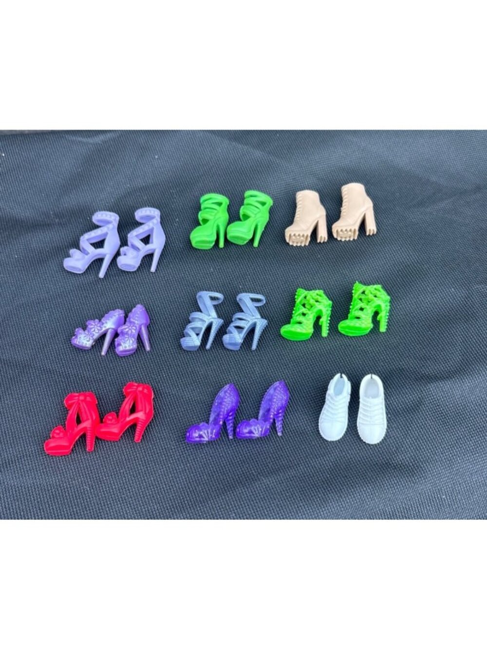 Barbie Doll Shoes Set Of 9 Pairs Assorted Styles & Colors High Heels & Sneakers